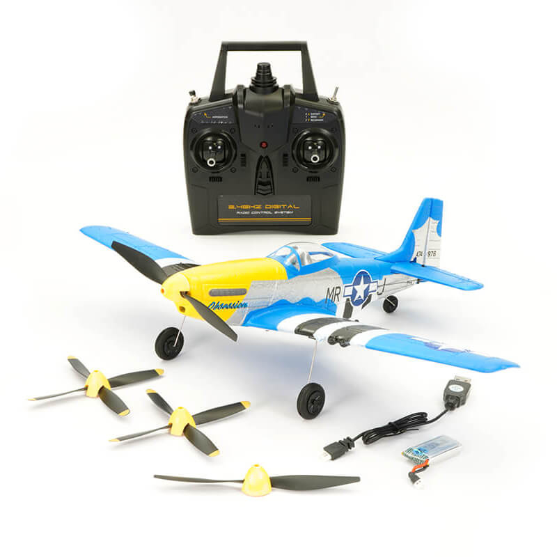 volantex-p-51d-mustang-v2-blue-4ch-400mm-brushed-wgyro-rtf