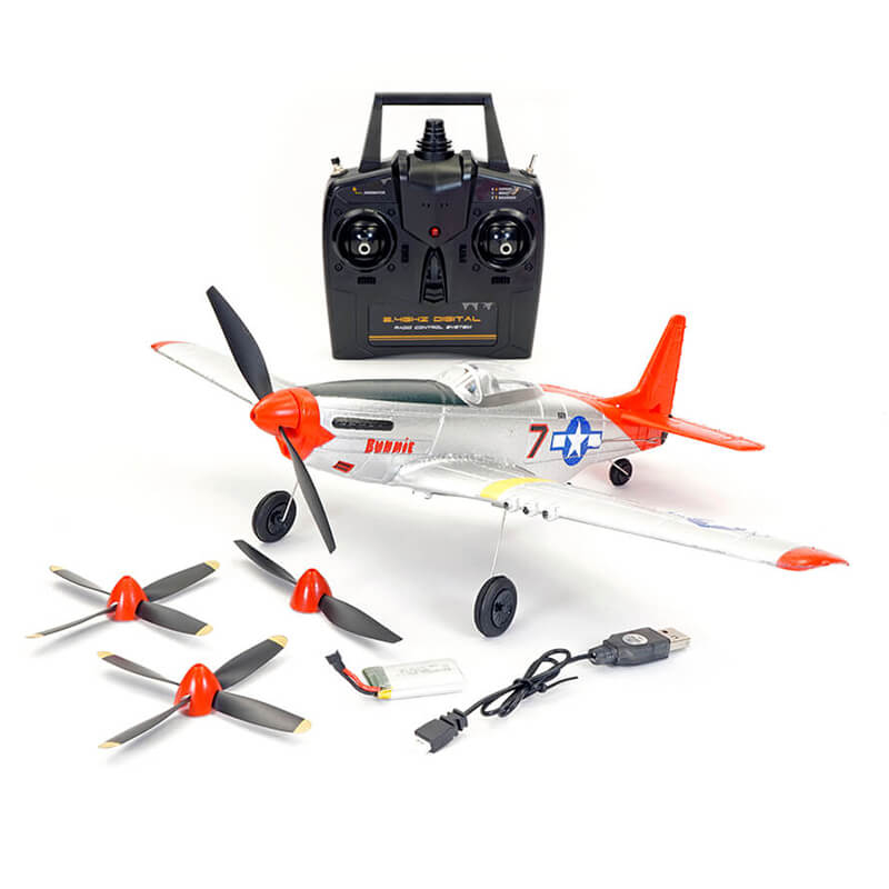 volantex-p-51d-mustang-v2-red-4ch-400mm-brushed-wgyro-rtf