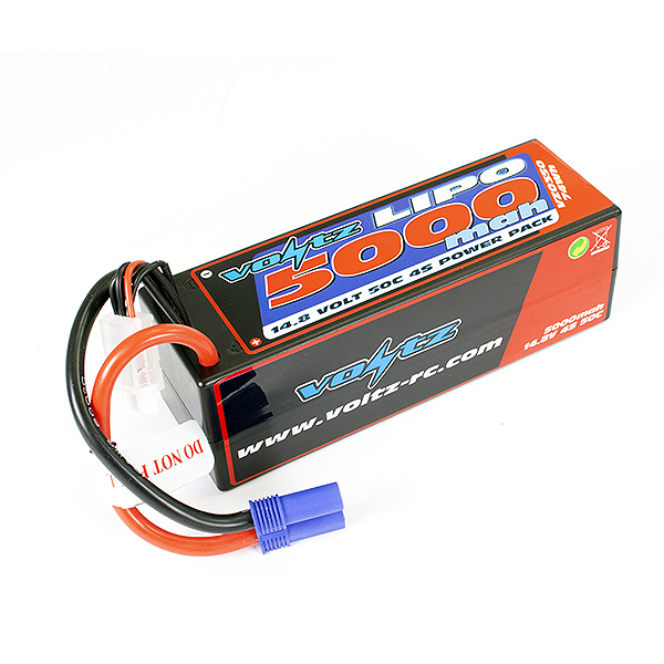 Voltz 5000mah Hard Case 14.8v 50c Lipo Stick Pack Ec5