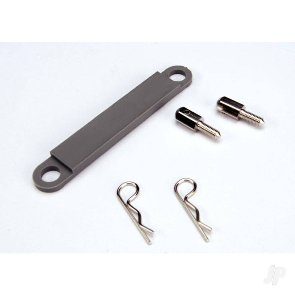 traxxas-battery-hold-down-plate-grey-metal-posts-2-pcs-body-clips-2-pcs
