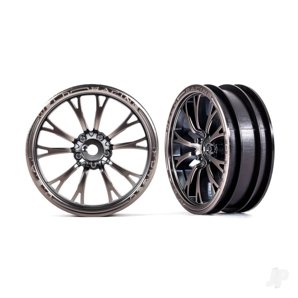 Traxxas Wheels, Weld Satin Black Chrome (front) (2 pcs)