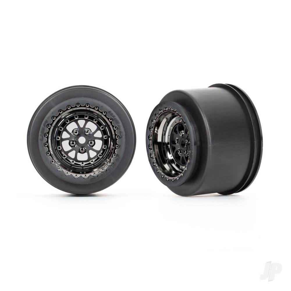 Traxxas Wheels, Weld Black Chrome (rear) (2 pcs)