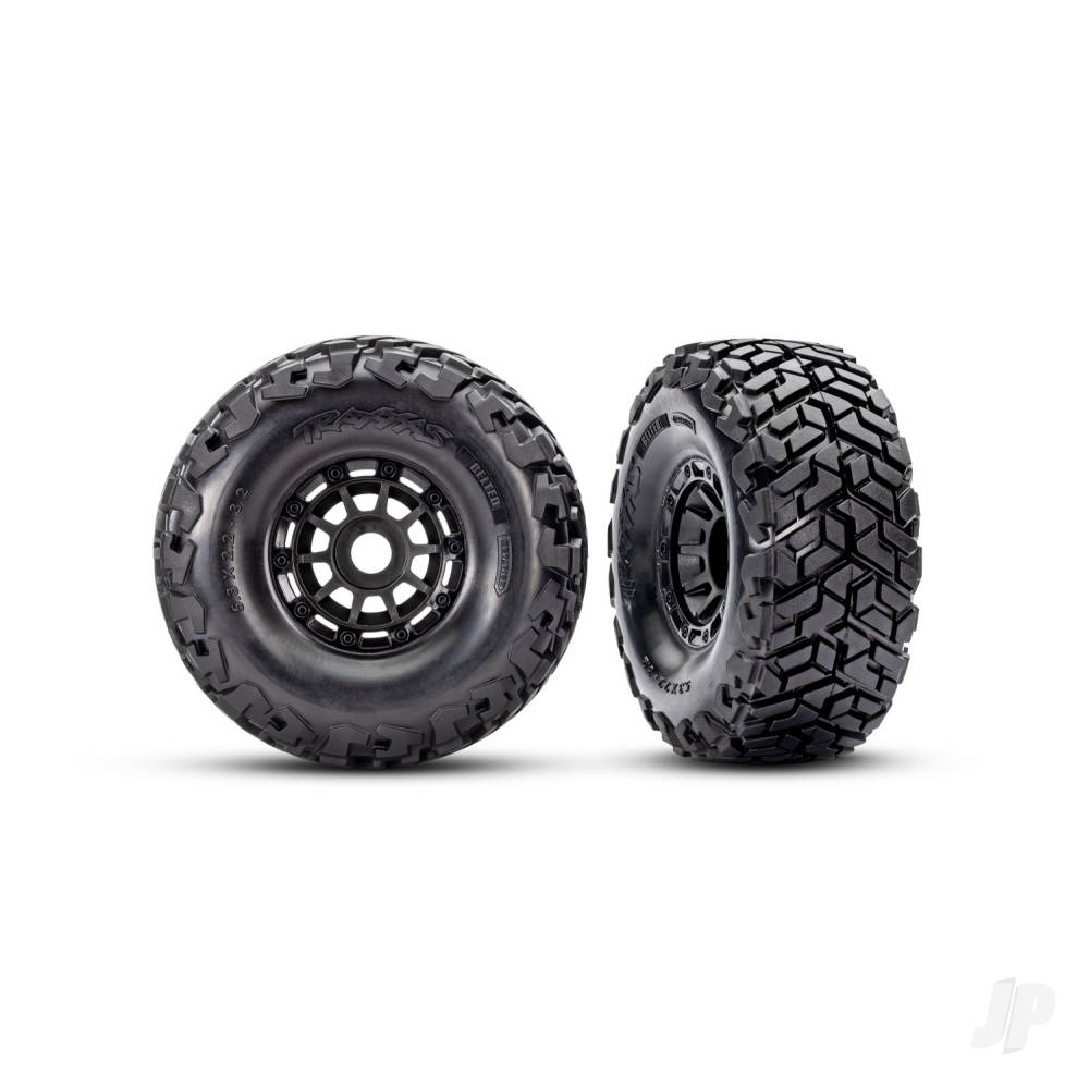 Traxxas Tyres & Wheels, Assembled, Glued, left (1), right (1) (Black wheels, Maxx Slash belted tyres, foam inserts) (17mm splined) (TSM rated)