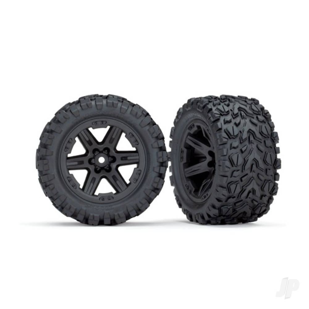 traxxas-tyres-wheels-assembled-glued-28-rxt-black-wheels-talon-ext-tyres-foam-inserts-2wd-electric-rear-2-tsm-rated