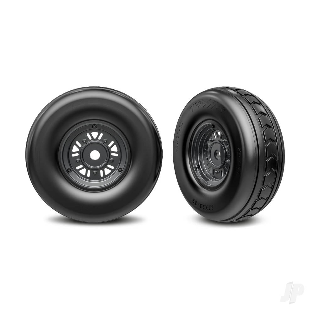 traxxas-wheels-tyres-assembled-glued-pro-scale-sand-car-black-chrome-wheels-dual-profile-tyres-32-outer-49-inner-foam-inserts-front-1-left-1-right