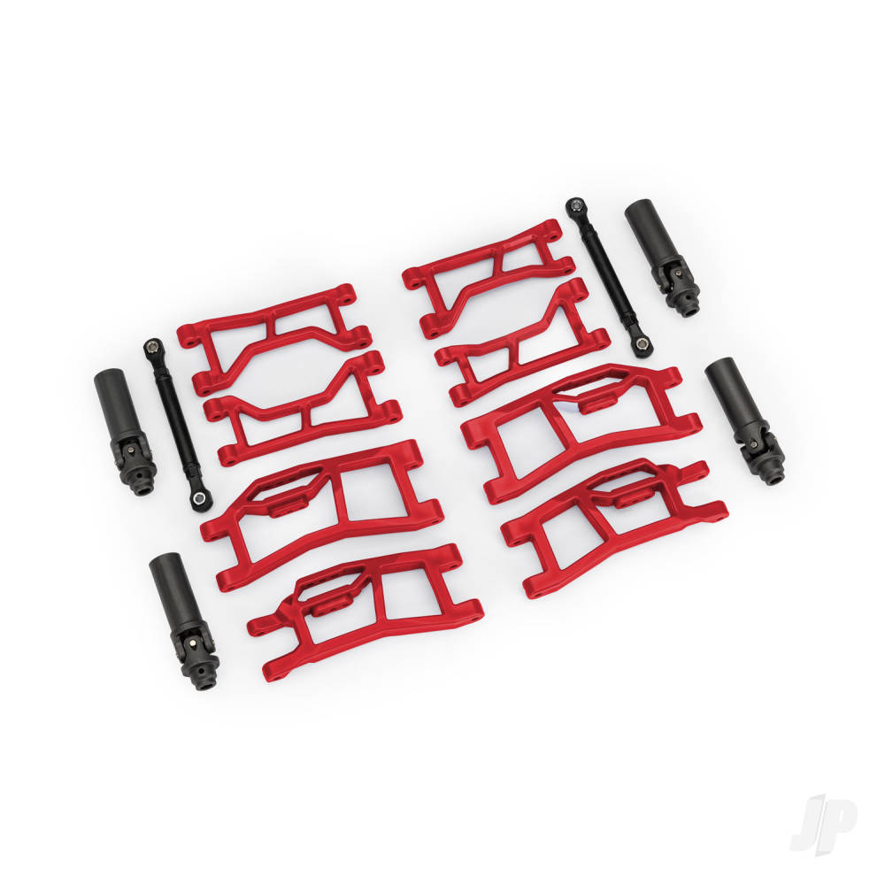 Traxxas Suspension kit, Mini Maxx WideMaxx, red (includes front & rear suspension arms, front toe links & outer half shafts (extended))
