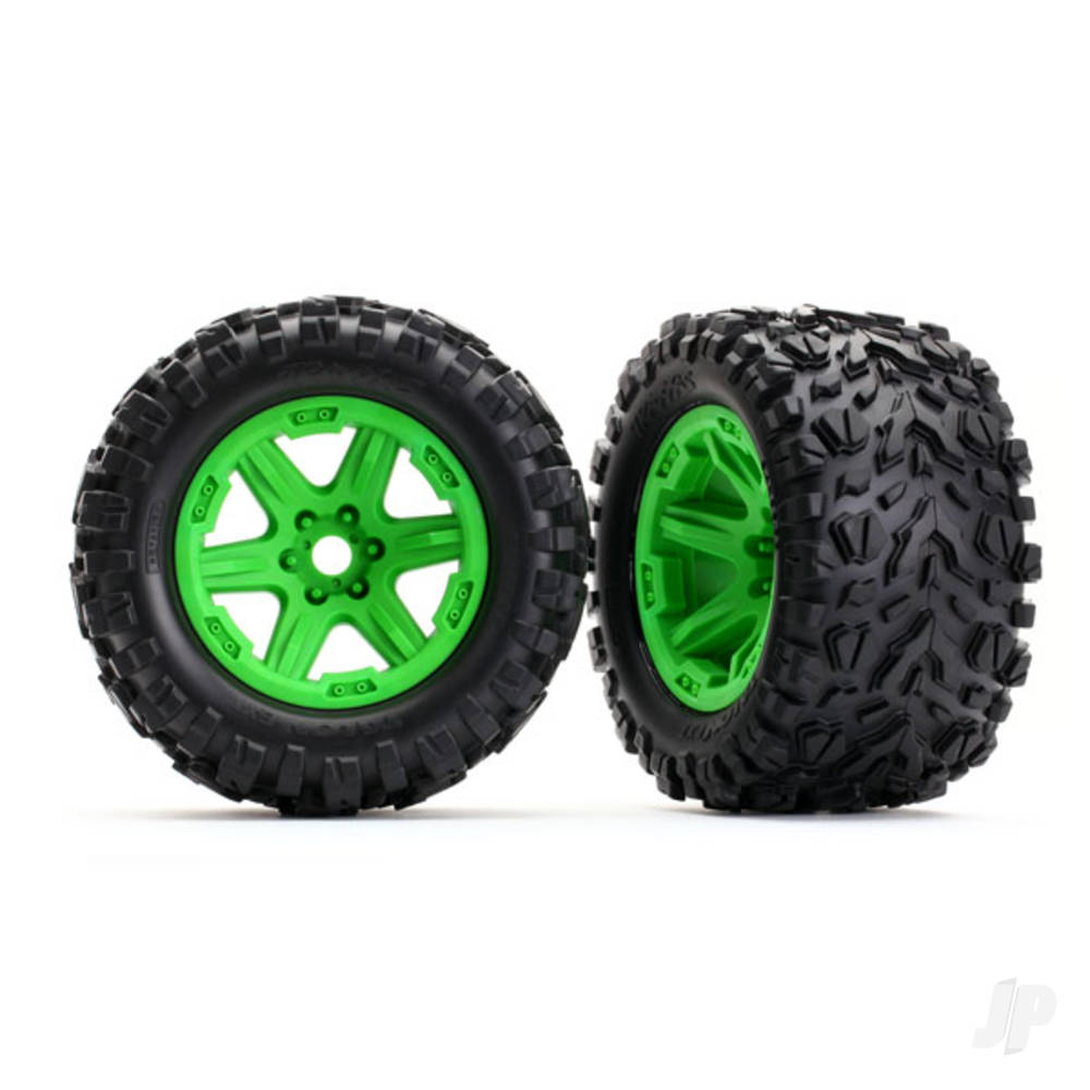 traxxas-tyres-wheels-assembled-glued-green-wheels-talon-ext-tyres-foam-inserts-2-17mm-splined-tsm-rated