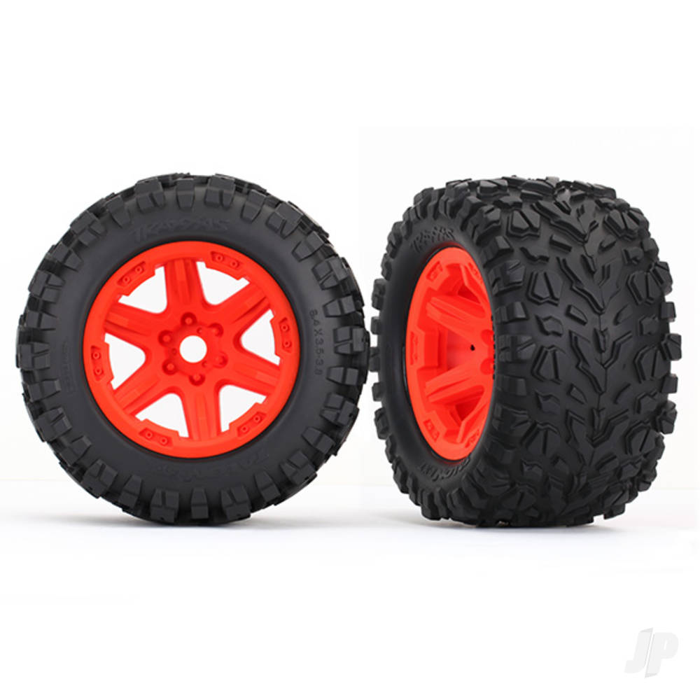 traxxas-tyres-wheels-assembled-glued-orange-wheels-talon-ext-tyres-foam-inserts-2-17mm-splined-tsm-rated