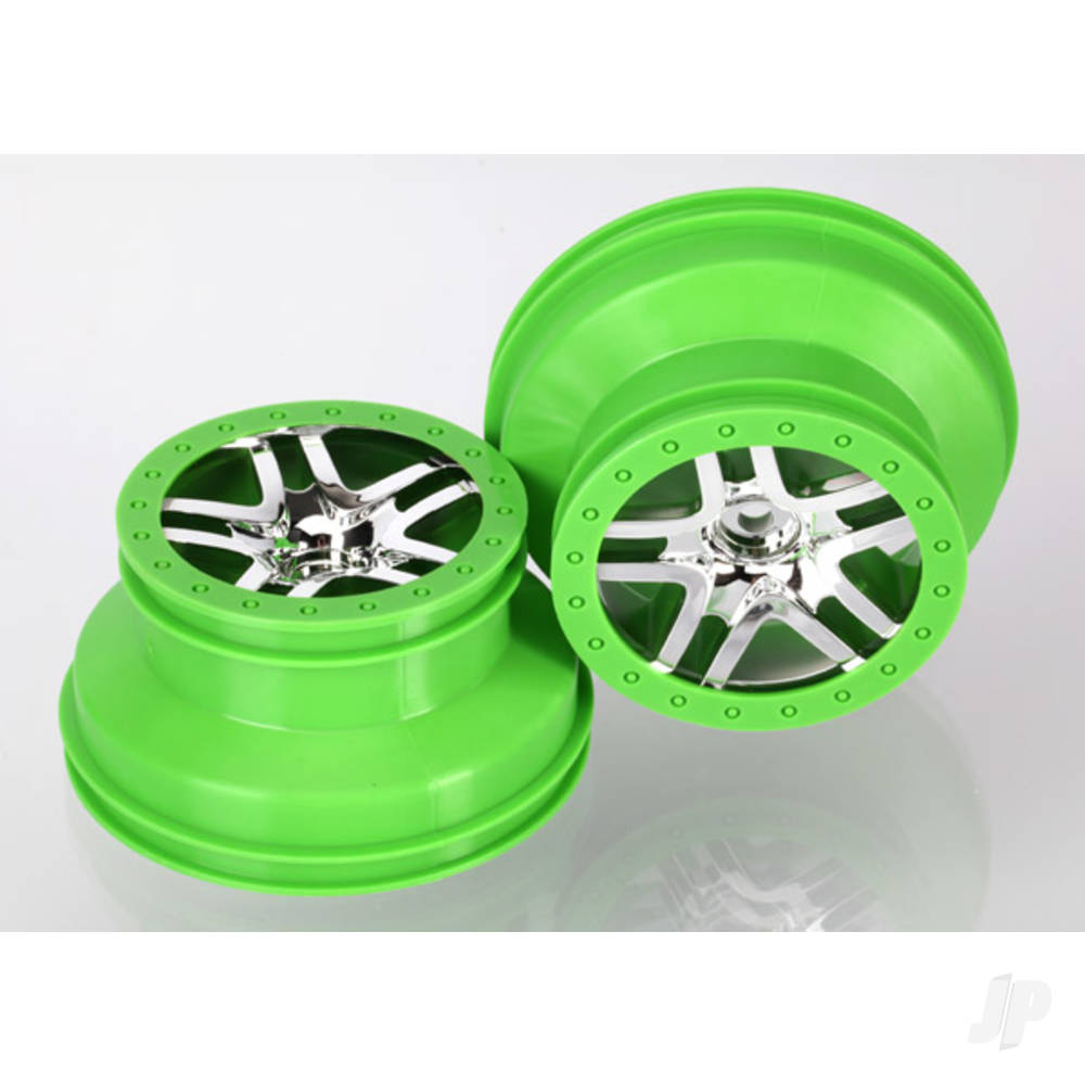 traxxas-wheels-sct-split-spoke-chrome-green-beadlock-style-dual-profile-22-outer-30-inner-4wd-frontrear-2wd-rear-2
