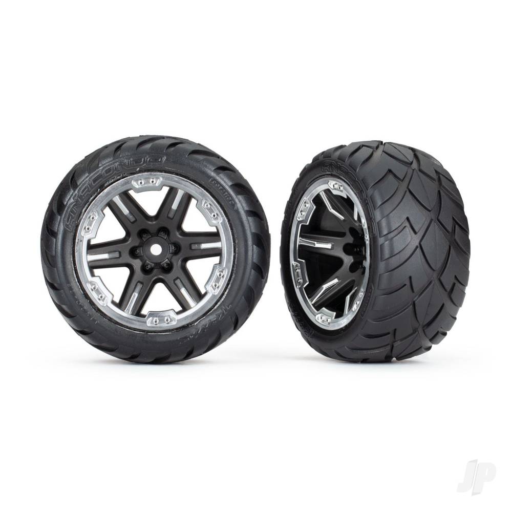 traxxas-tyres-wheels-assembled-glued-28in-rxt-black-chrome-wheels-anaconda-tyres-foam-inserts-4wd-electric-frontrear-2wd-electric-front-only-2-tsm-rated