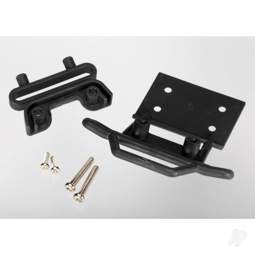 Traxxas Bumper, Front / bumper mount, Front / 4x23mm RM (2 pcs) / 3x10mm RST (2 pcs) (Black)