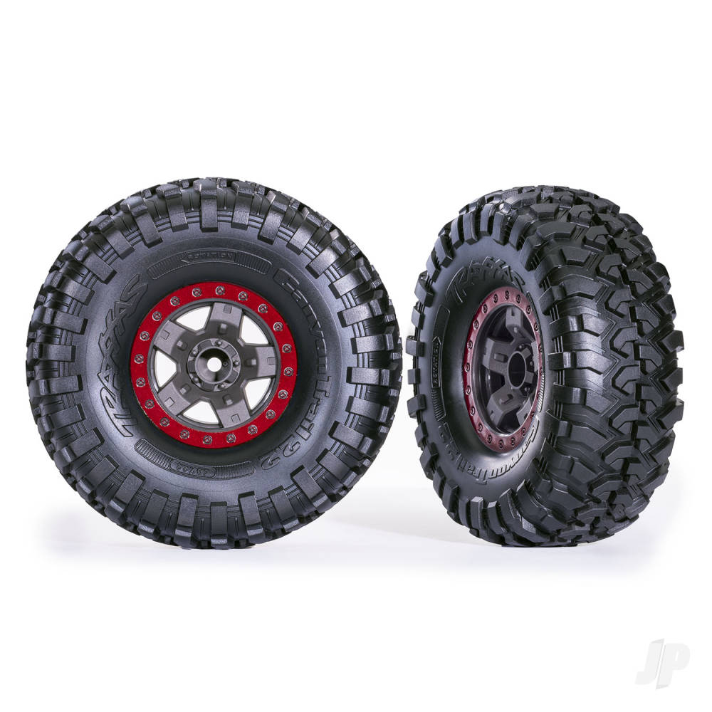 traxxas-tyres-wheels-assembled-glued-trx-4-sport-22in-grey-red-beadlock-style-wheels-canyon-trail-53x22in-tyres-2-pcs