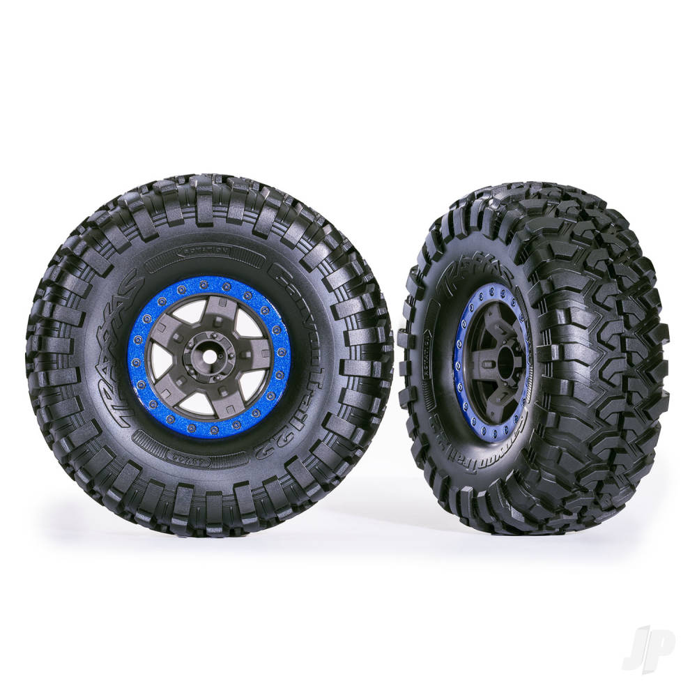 traxxas-tyres-wheels-assembled-glued-trx-4-sport-22in-grey-blue-beadlock-style-wheels-canyon-trail-53x22in-tyres-2-pcs