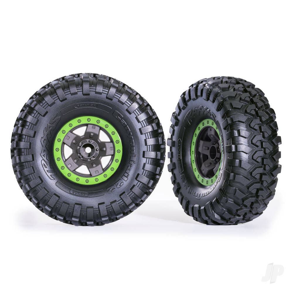traxxas-tyres-wheels-assembled-glued-trx-4-sport-22in-grey-green-beadlock-style-wheels-canyon-trail-53x22in-tyres-2-pcs