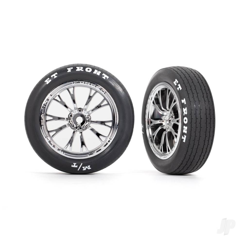 Traxxas Tyres & Wheels, Assembled, Glued (Weld Chrome wheels, tyres, foam inserts) (front) (2 pcs)