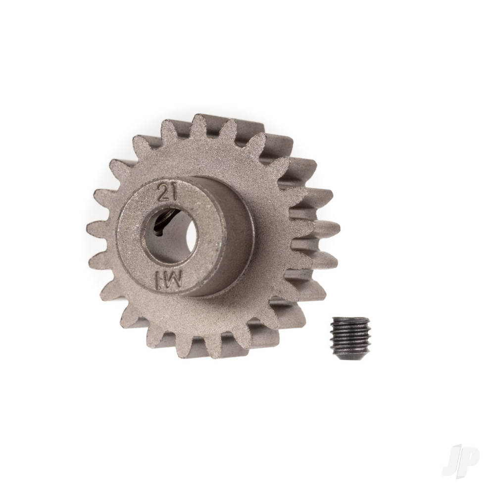 traxxas-gear-21-t-pinion-10-metric-pitch-fits-5mm-shaft-set-screw-for-use-only-with-steel-spur-gears