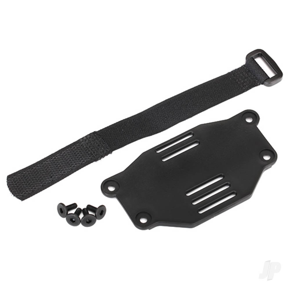 Traxxas Battery plate / battery strap / 3x8 flat-head screws (4 pcs) (requires #8072 inner fenders)