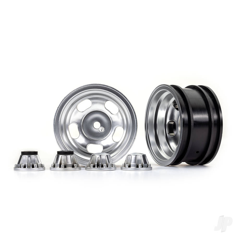 traxxas-wheels-22in-satin-chrome-2-centre-caps-2-requires-8255a-extended-thread-stub-axle