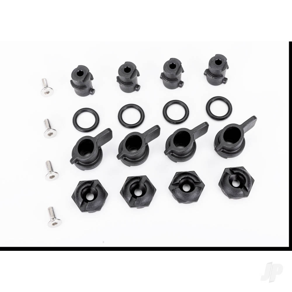 Traxxas Nuts, hatch mounting (hatch nuts (4), wing nuts (4)) / shafts (4) / o-rings (4) / 3x8mm CCS (stainless) (4)