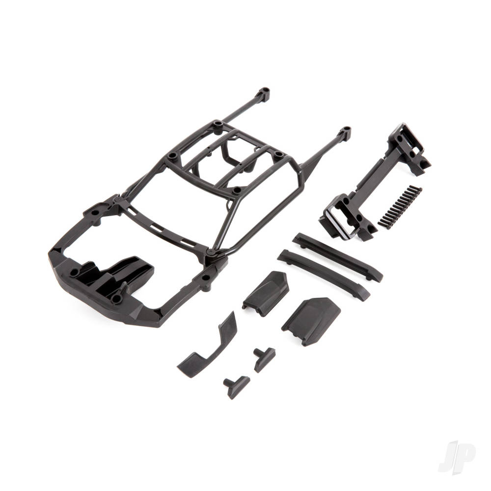 traxxas-body-support-assembled-with-front-mount-rear-latch-skid-pads-roof-left-right