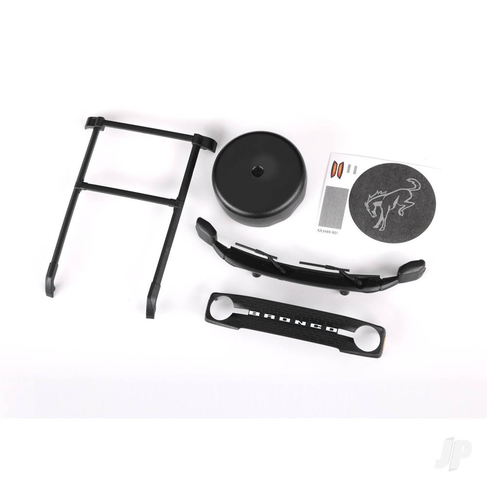 traxxas-roof-rack-spare-tyre-cover-cowl-grille-fits-9711-body