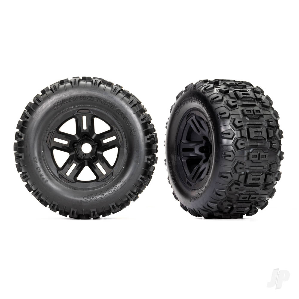 traxxas-tyres-wheels-assembled-glued-38in-black-wheels-sledgehammer-tyres-foam-inserts-2