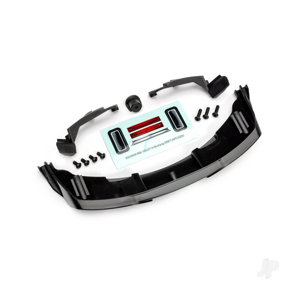 Traxxas Diffuser, rear / retainer / body supports (left & right) / 3x10mm BCS (3) / 3x6mm BCS (4) (fits #10511 body)