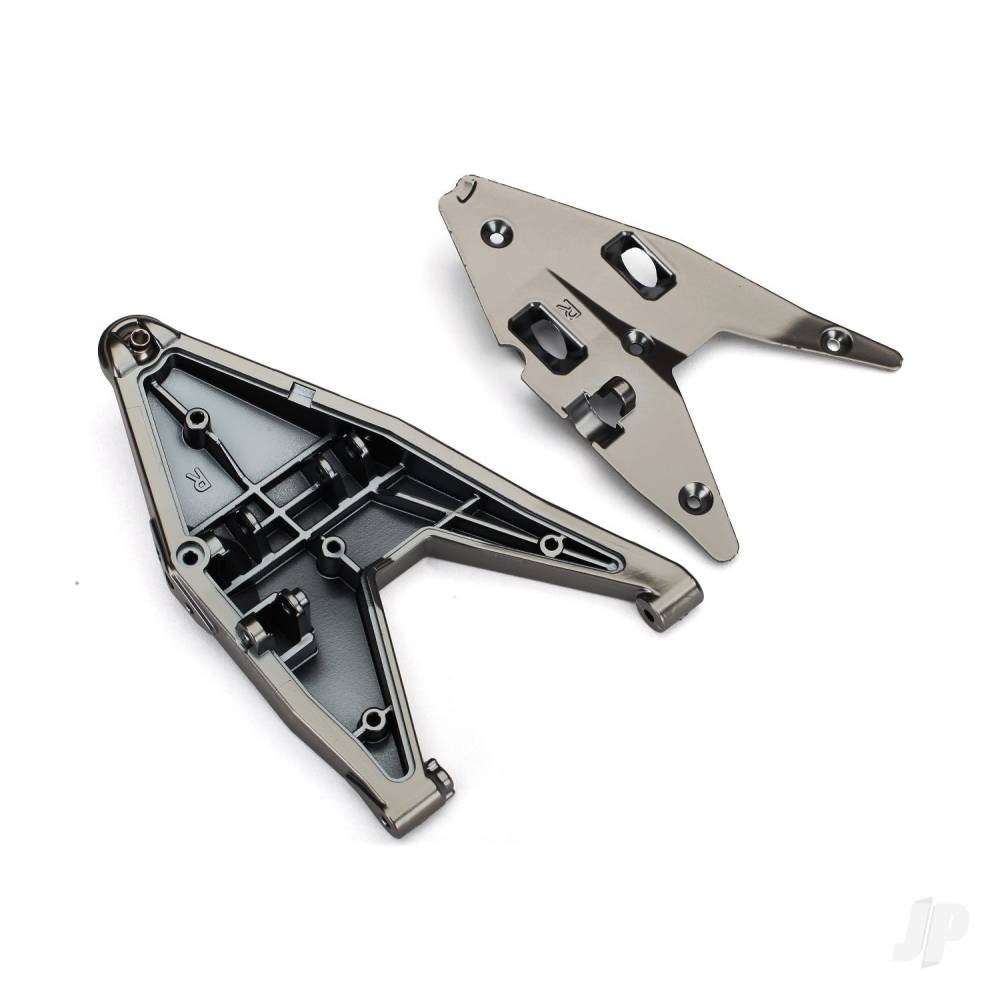 traxxas-suspension-arm-lower-right-arm-insert-satin-black-chrome-plated-assembled-with-hollow-ball