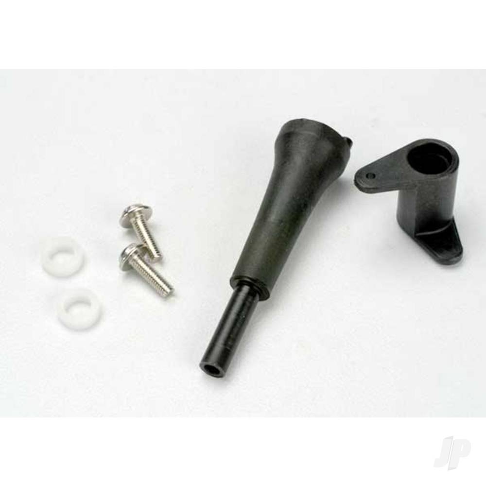 Traxxas Slide carb linkage bellcrank post / 5x8x2.5 plastic bushing (2 pcs) / bellcrank / 5x8x0.5 fibre washer (2 pcs) / 3x10 WM