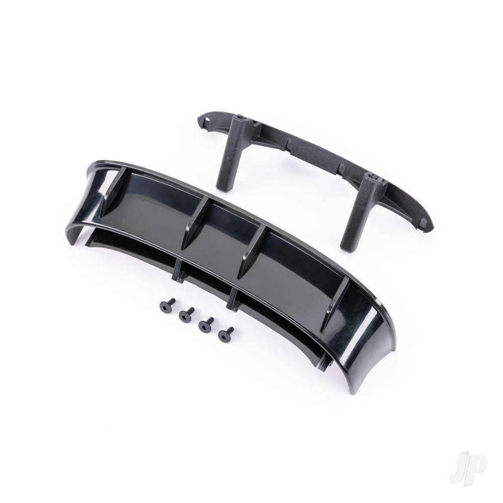 Traxxas Wing, Ford Fiesta ST Rally (Black) / body posts, rear / 3x8mm FCS (4) (fits #7412 series bodies)