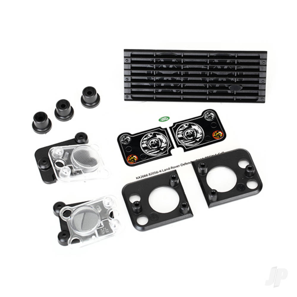 traxxas-grille-land-rover-defender-grille-mount-3-pcs-headlight-housing-2-pcs-lens-2-pcs-headlight-mount-2-pcs-fits-8011-body