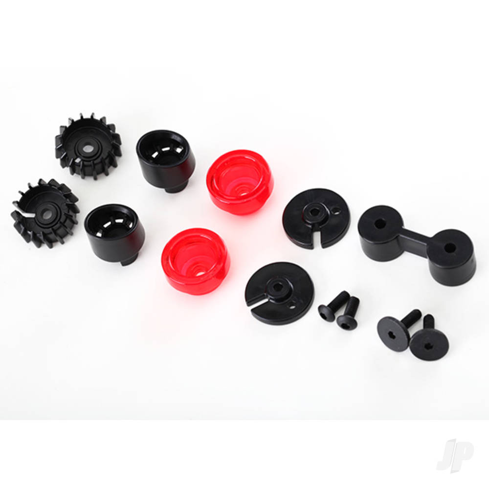 Traxxas Tail lights (2 pcs) / tail light mounts (4 pcs) / exhaust tips (2 pcs) / exhaust tip mount (1pc) / 3x10 flat-head screws (2 pcs) / 3x8 BCS (2 pcs)