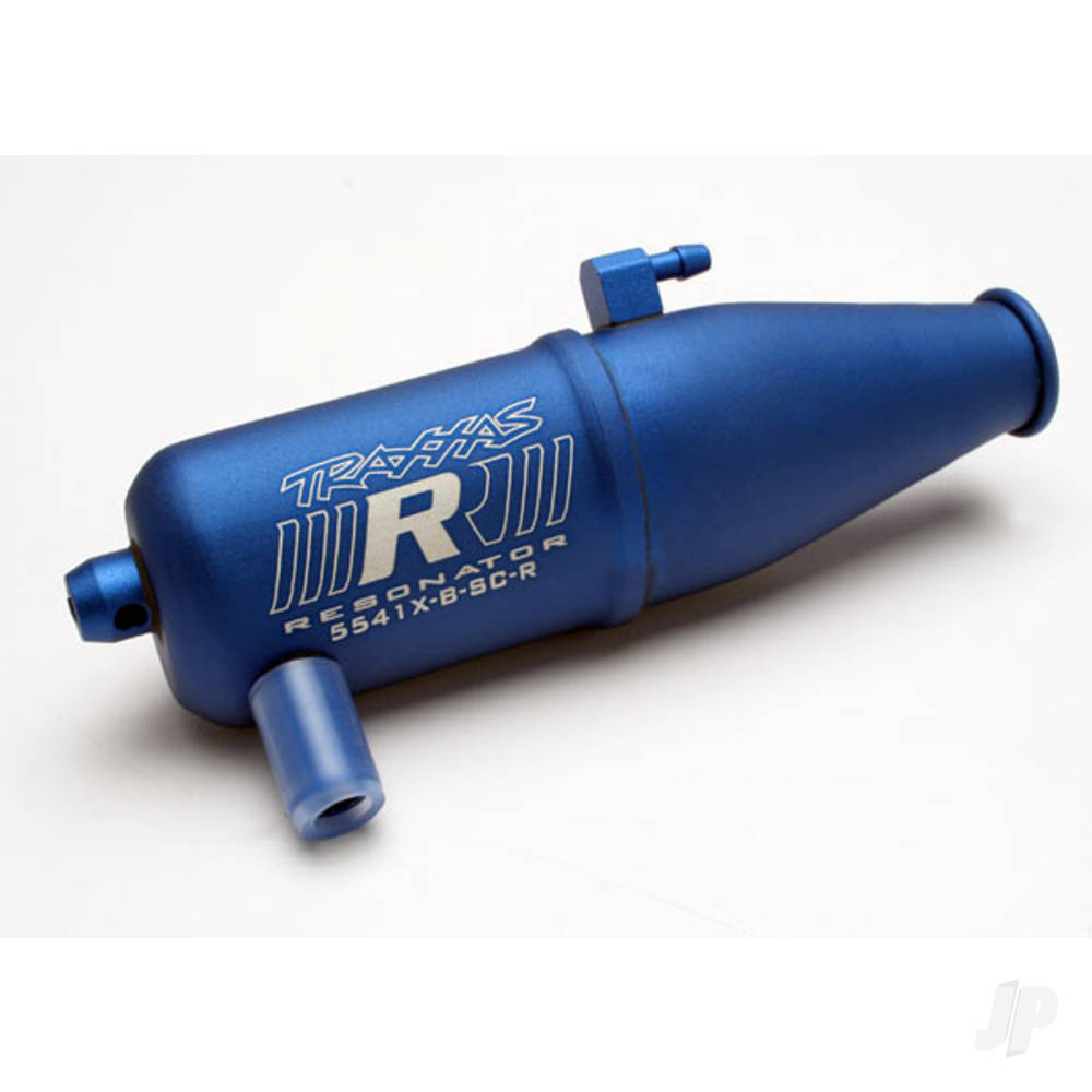 Traxxas Tuned pipe, Resonator, R.O.A.R. legal, Blue-anodised (Aluminium, single chamber) (fits Jato, N. Rustler, N. 4-Tec, with TRX Racing Engines)