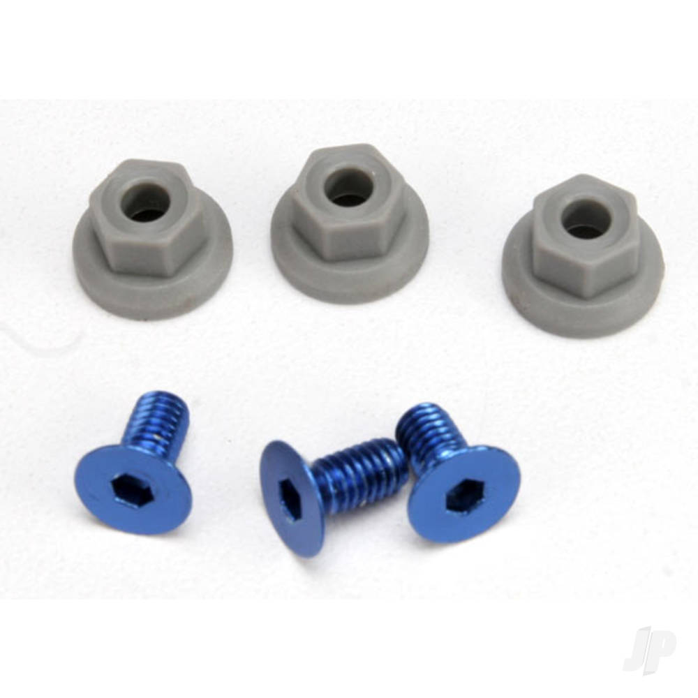 Traxxas Wing mounting hardware, (4x8mmCCS (Aluminium) (3 pcs) / 4x7mm flanged NL (3 pcs))