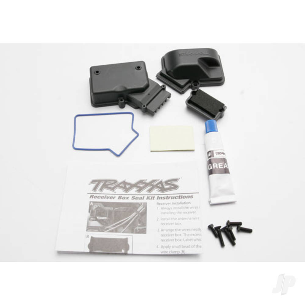 Traxxas Box, receiver (sealed) / foam pad / silicone grease / 2.5x8mm BCS (2 pcs) / 3x10mm CCS (2 pcs) / 3x15mm CCS (2 pcs)
