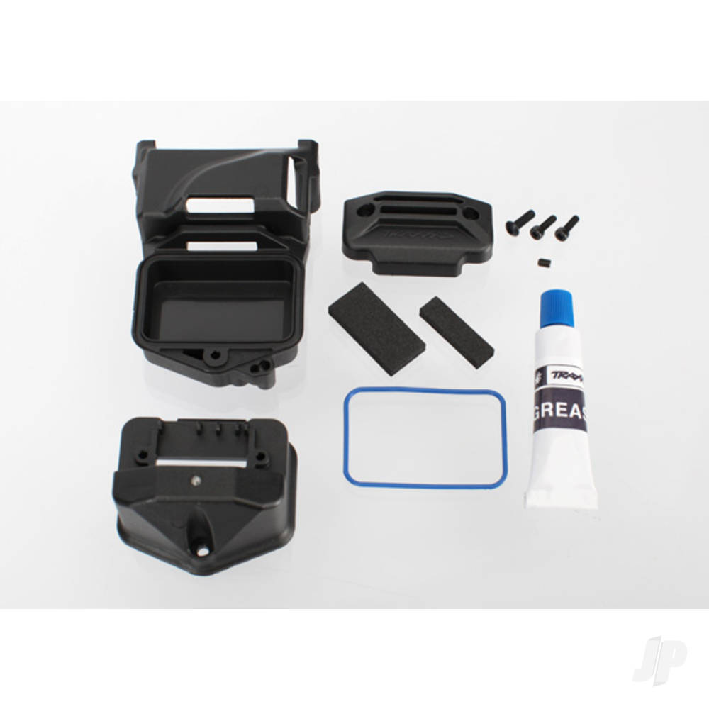 Traxxas Box, receiver (sealed) (servo mount) / foam (2 pcs) / BCS 3x10mm / CS 2.5x8mm (2 pcs) / GS 3x4mm / silicone grease