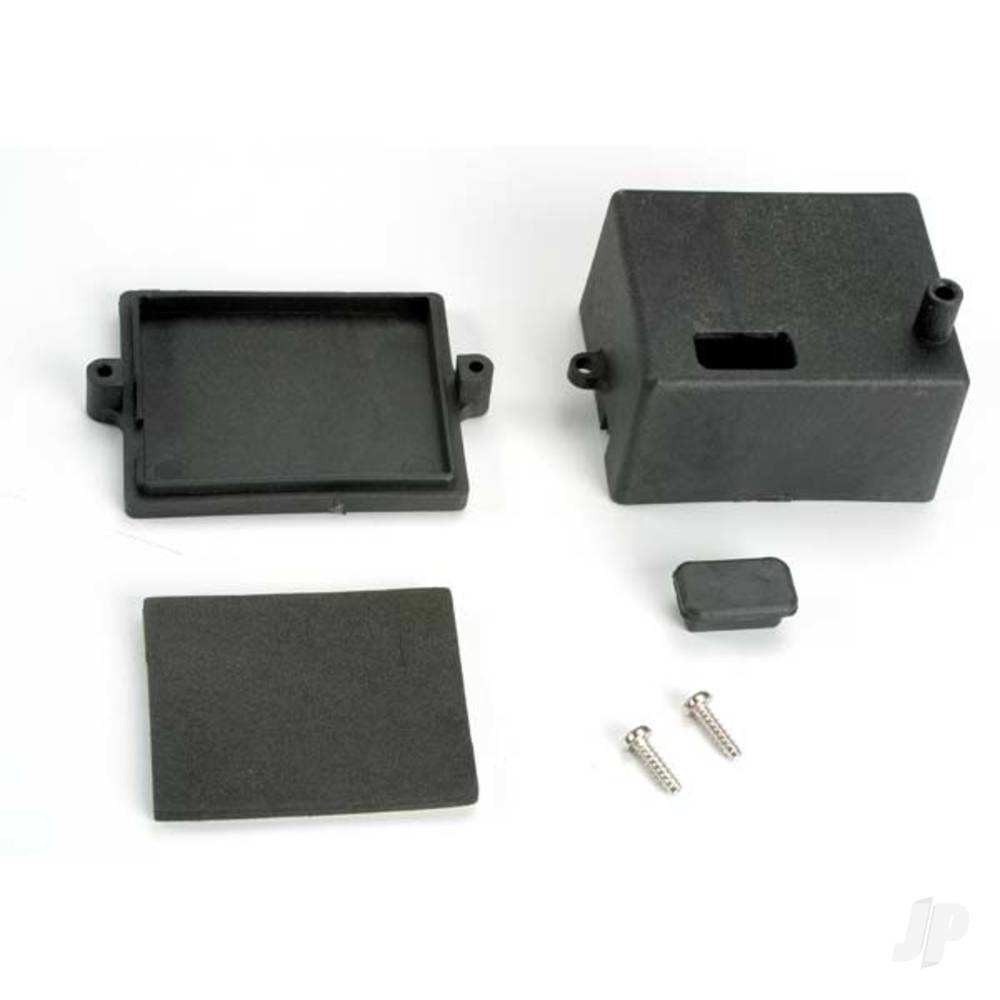 Traxxas Box, receiver / x-tal access rubber plug / adhesive foam Chassis pad