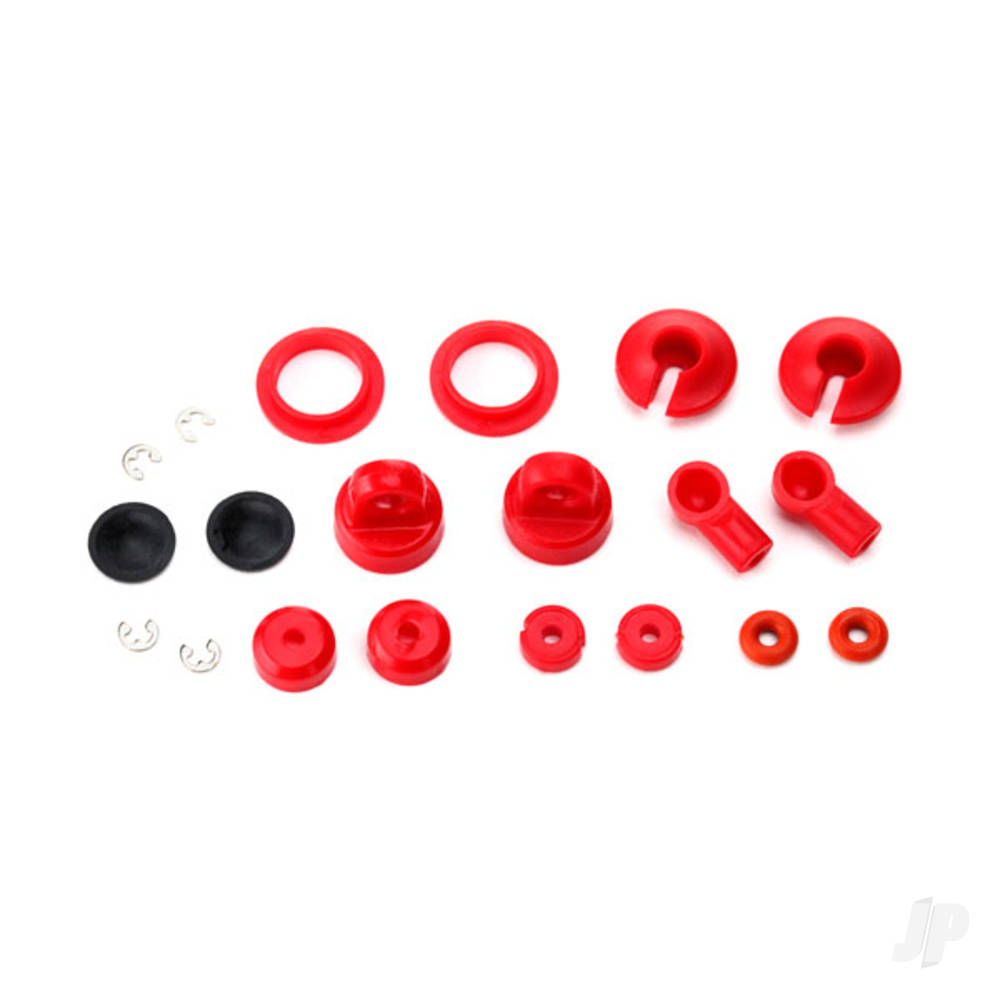 Traxxas Rebuild kit, oil-filled shocks (o-ring, bladder, piston, shaft guide, E-clips, shock cap, shock rod end) renews 2 shocks