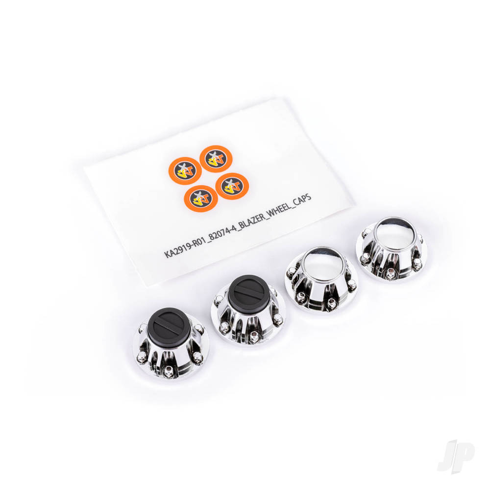 Traxxas Center caps, wheel (Chrome) (front (2), rear (2)) (requires #8255A extended stub axle)