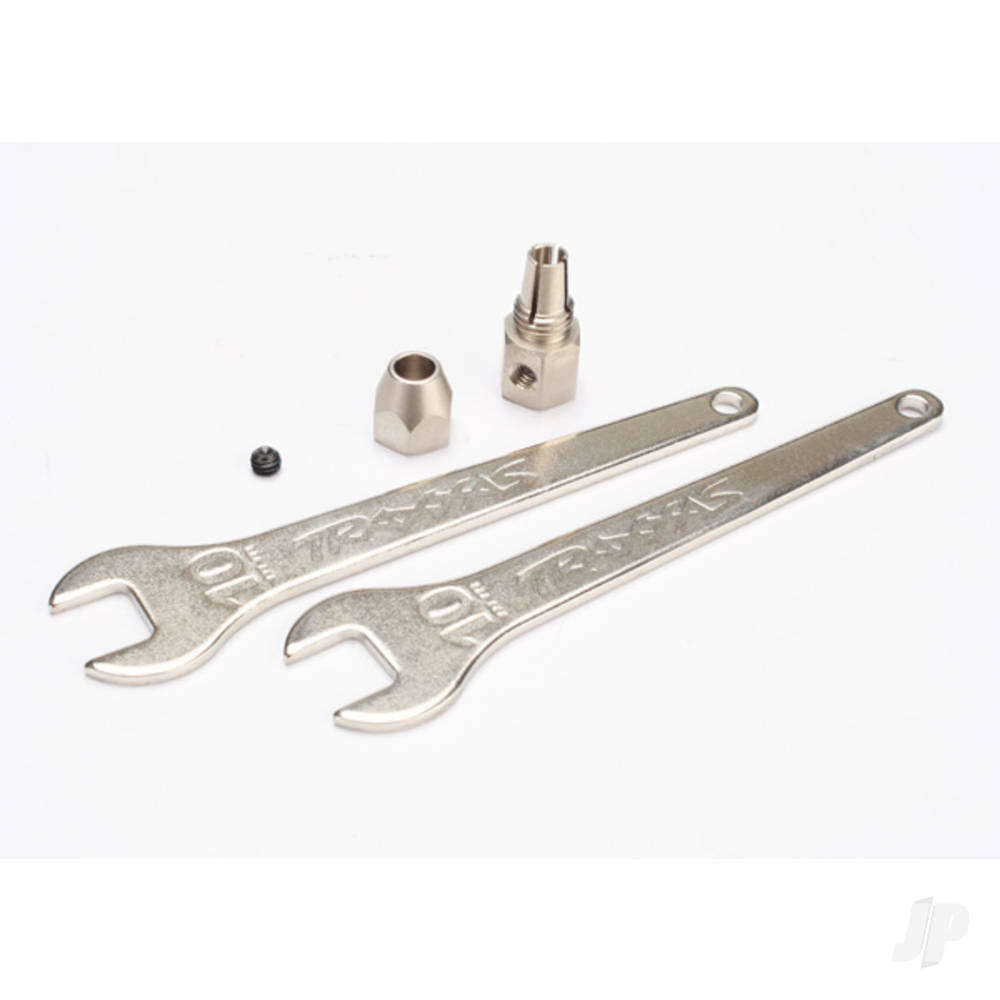 traxxas-motor-coupler-collet-style-gs-4x3-ss-with-threadlock-1pc-wrench-10mm-2-pcs