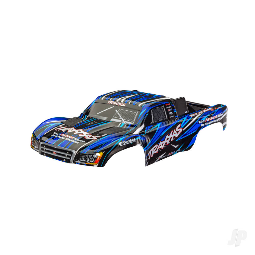 Traxxas Body, Slash 4X4 (also fits Slash VXL & Slash 2WD), blue (painted, decals applied) (assembled with front & rear latches for clipless mounting)-1