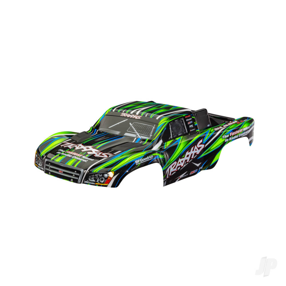 Traxxas Body, Slash 4X4 (also fits Slash VXL & Slash 2WD), green (painted, decals applied) (assembled with front & rear latches for clipless mounting)-1
