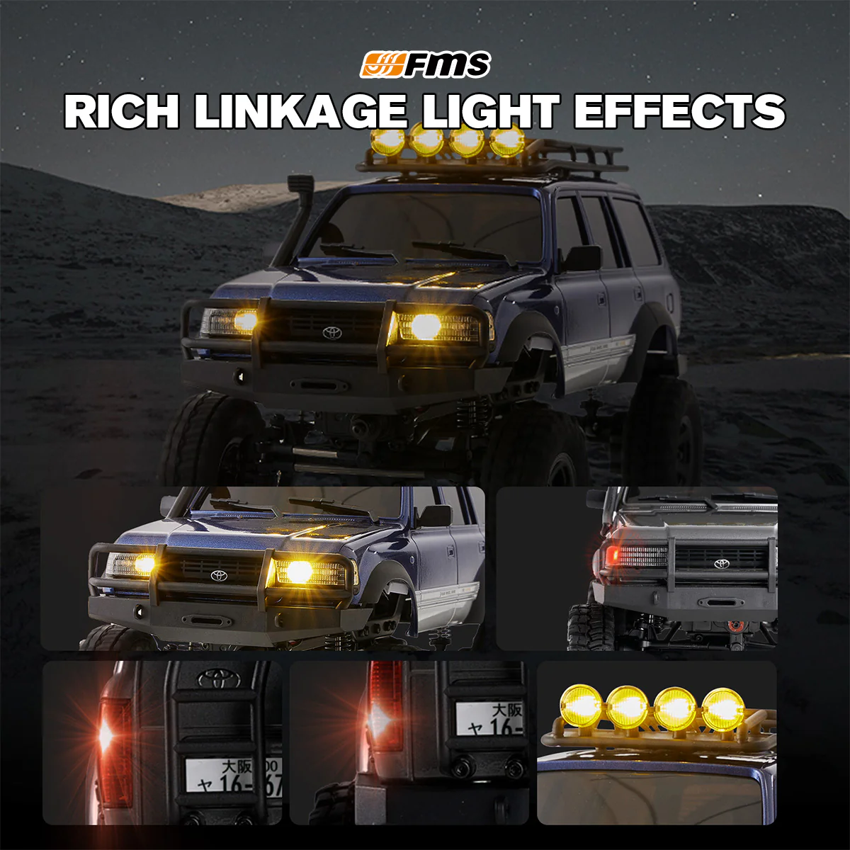 FMS 1:18 FCX18 LC80 Toyota Land Cruiser 80 V2 RTR - Blue-6