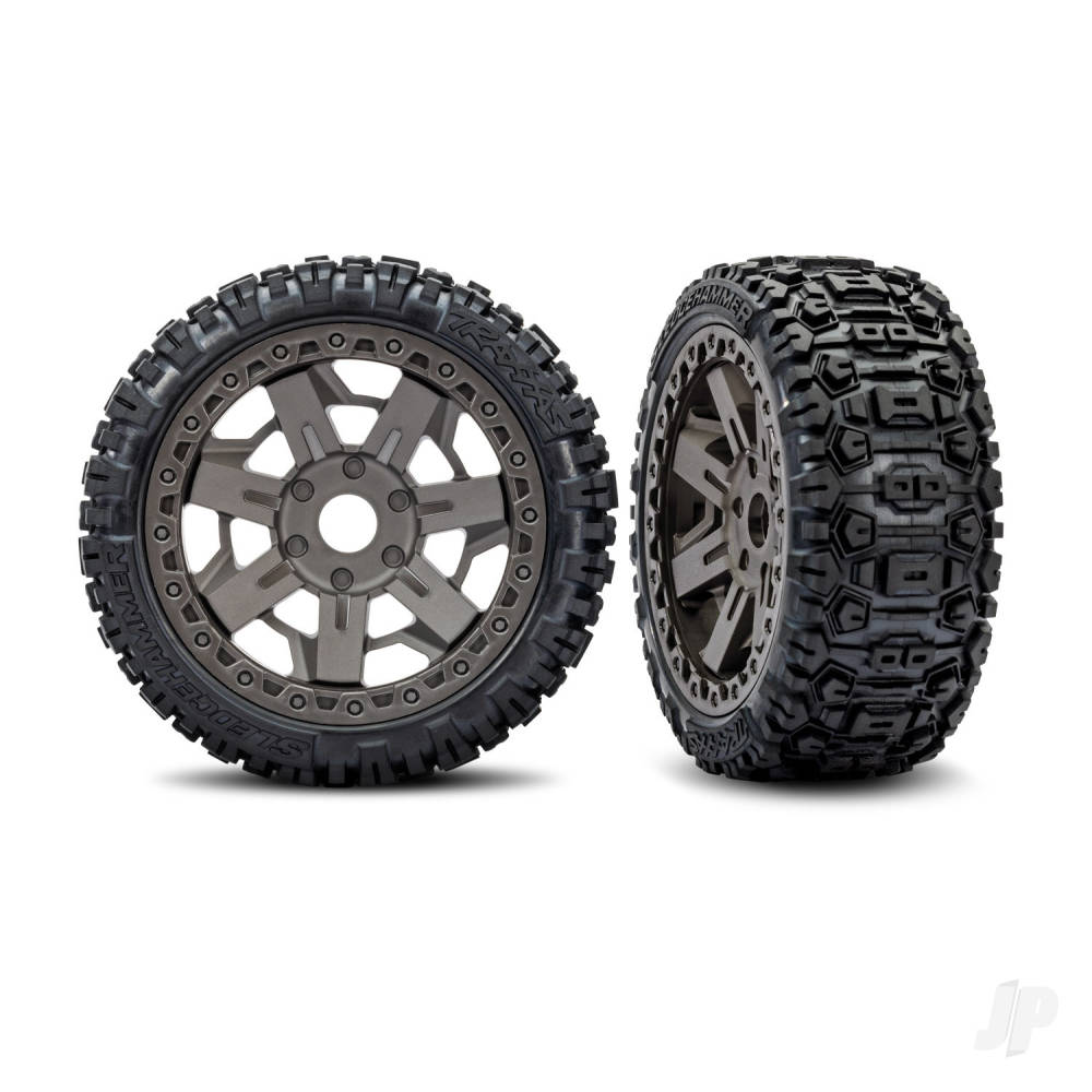 traxxas-wheels-tyres-assembled-glued-30-grey-wheels-sledgehammer-belted-tyres-foam-inserts-2