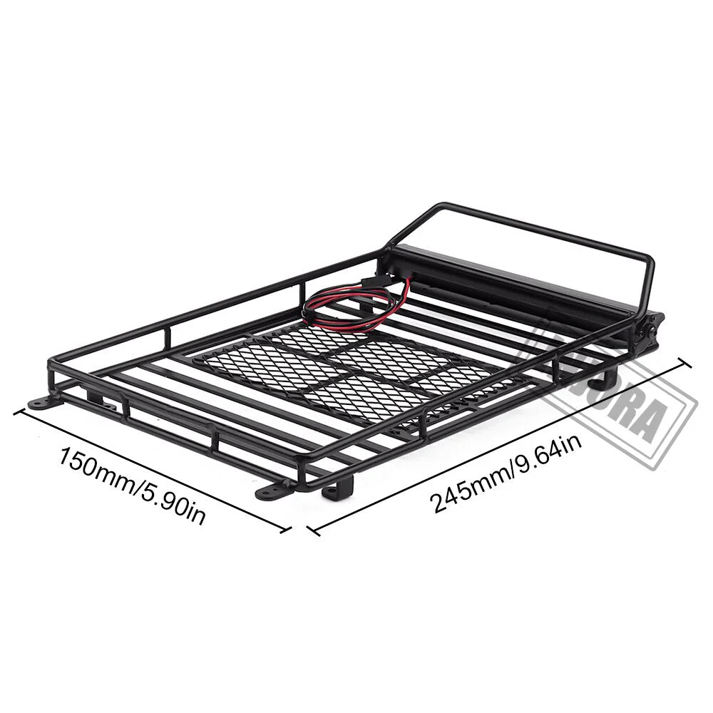 INJORA 245*150mm Luggage Carrier Roof Rack with LED Light Bar for 1/10 RC Crawler-5