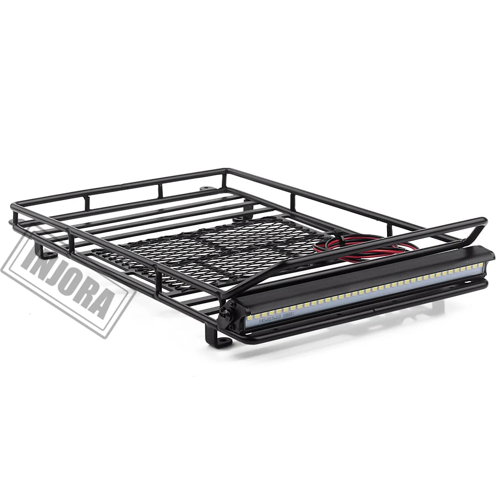 INJORA 245*150mm Luggage Carrier Roof Rack with LED Light Bar for 1/10 RC Crawler-6