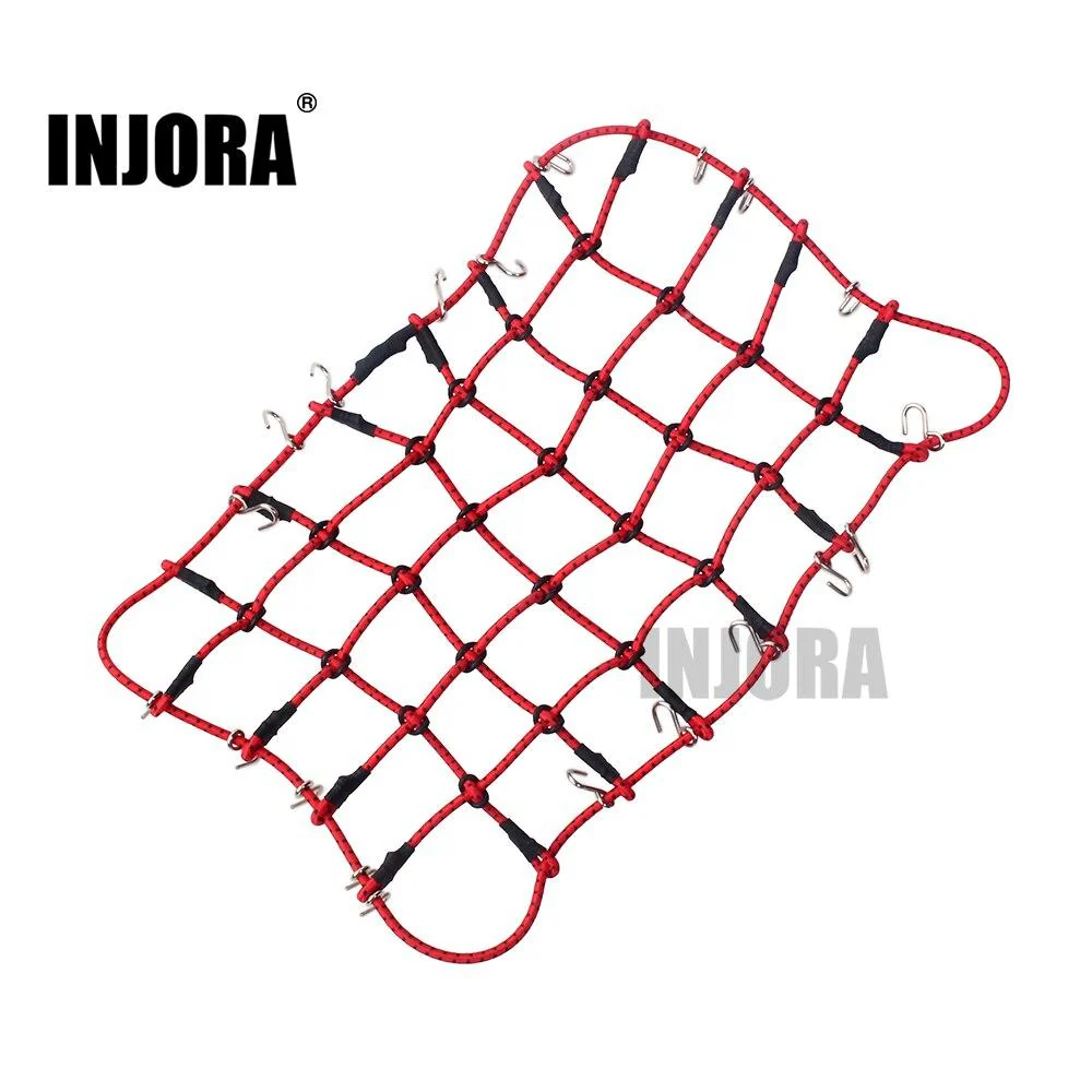 INJORA 1PCS Black/Red Elastic Luggage Net for 1/10 RC Rock Crawler - Red