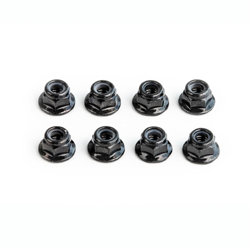 Udi Rc M4 Hex Flanged Lock Nut, (8pcs), Black