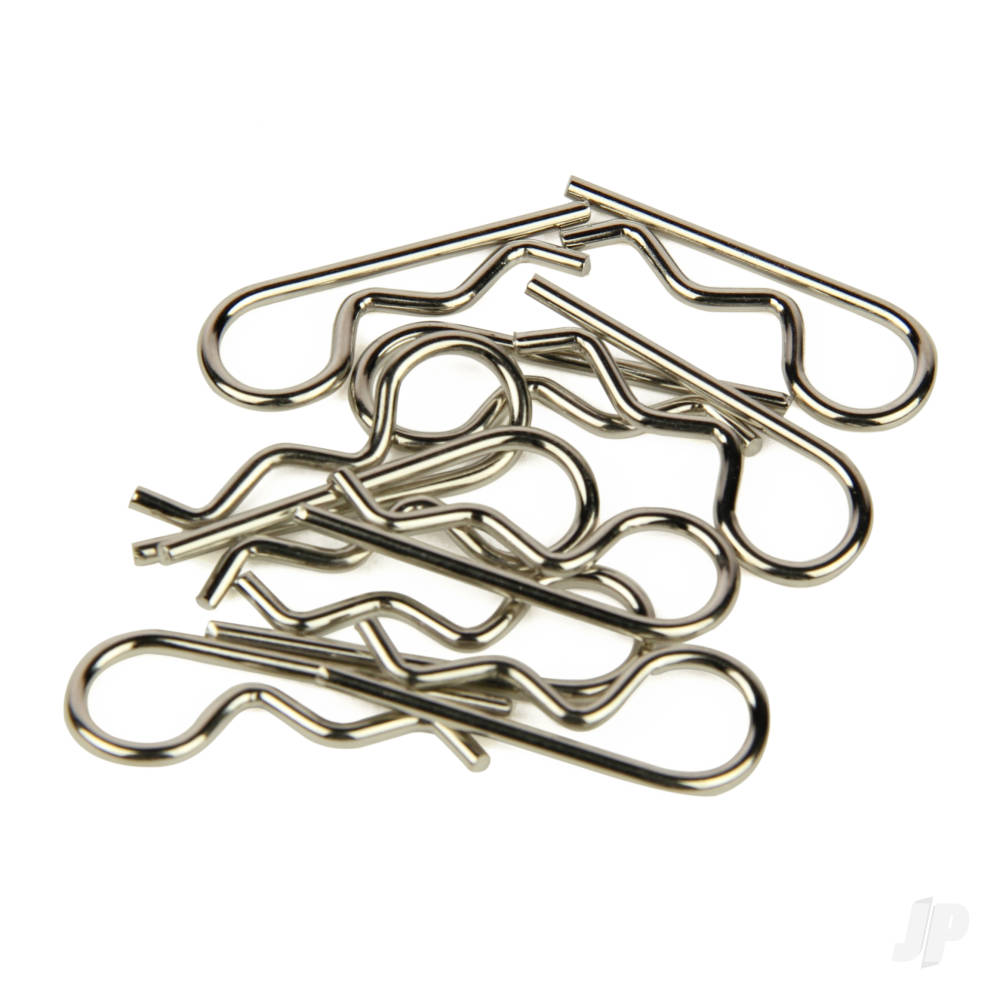 Body Clips, Large Straight, Silver (10 pcs)