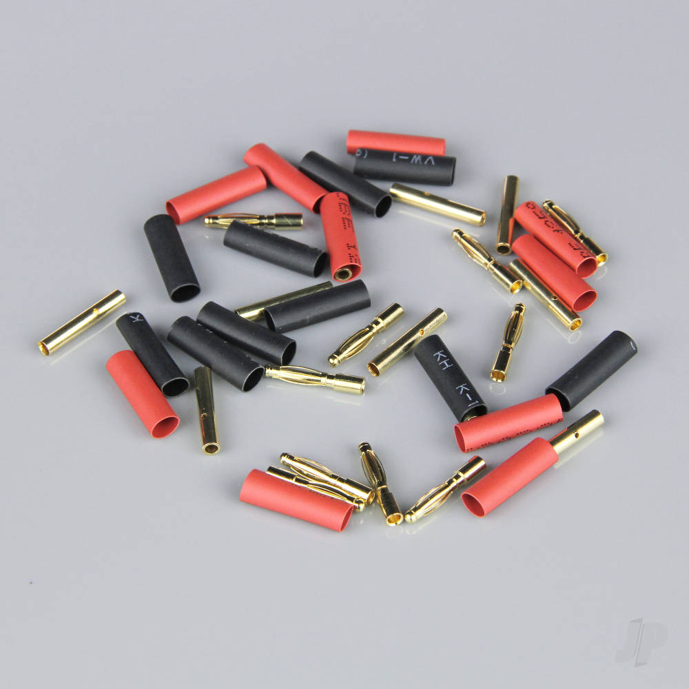 2mm Gold Connector Pairs including Heat Shrink (10 pcs)